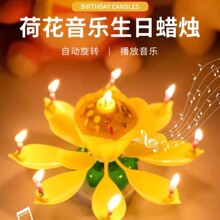 莲花音乐蜡烛生日蜡烛旋转音乐蜡烛生日蛋糕女孩ins高级蜡烛