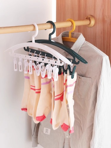Household clothes hanger with clip multifunctional clothespins children's sock rack clothespins clothes hanger clothes drying rack wholesale