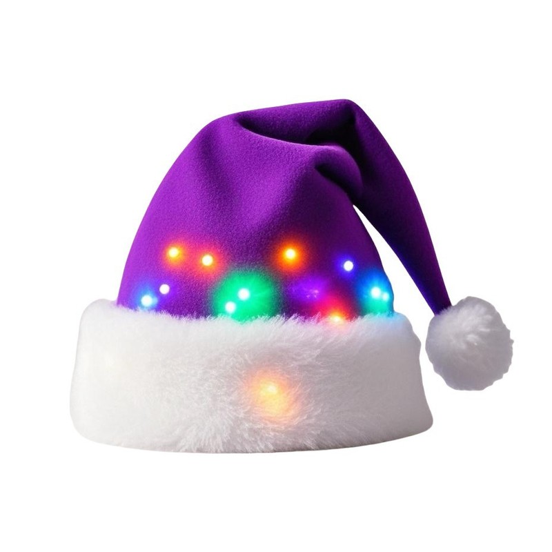 クリスマス装飾用品高級クリスマス発光短いぬいぐるみ帽子クリスマス成人クリスマス帽子パーティー衣装|undefined