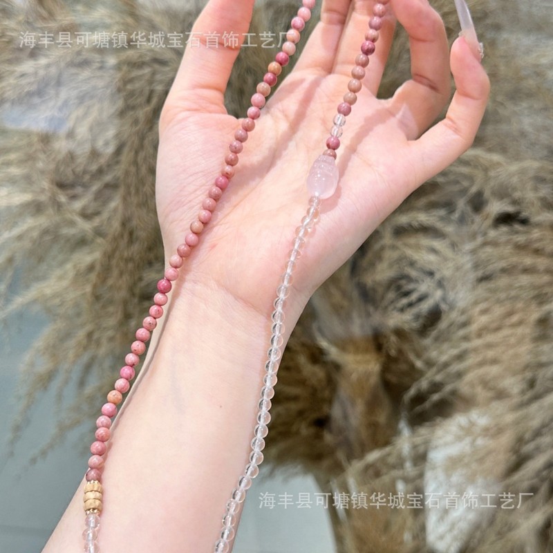 Qiaoen 天然レッドストーンホワイトクリスタルローズクォーツ貔貅愛桃の花富 SF ダイレクトクリスタルブレスレットブレスレット|undefined