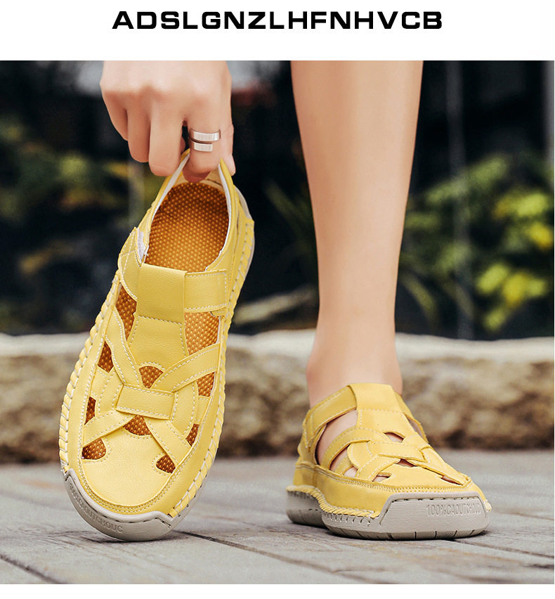 Dép sandal nữ quai ngang đế bằng dệt mềm nhẹ chống trượt đi biển — 2509 màu, 2509 màu hồng, 2509 quả mơ, 2509 xanh chi tiết 13