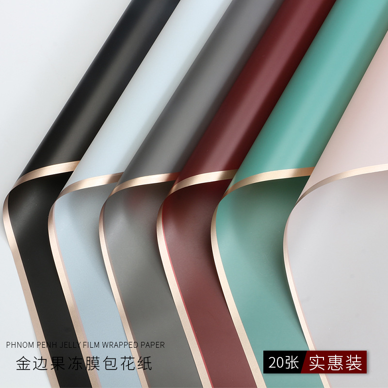 Papel translúcido impermeable para envolver flores, estilo coreano, colores elegantes, set de papel negro premium