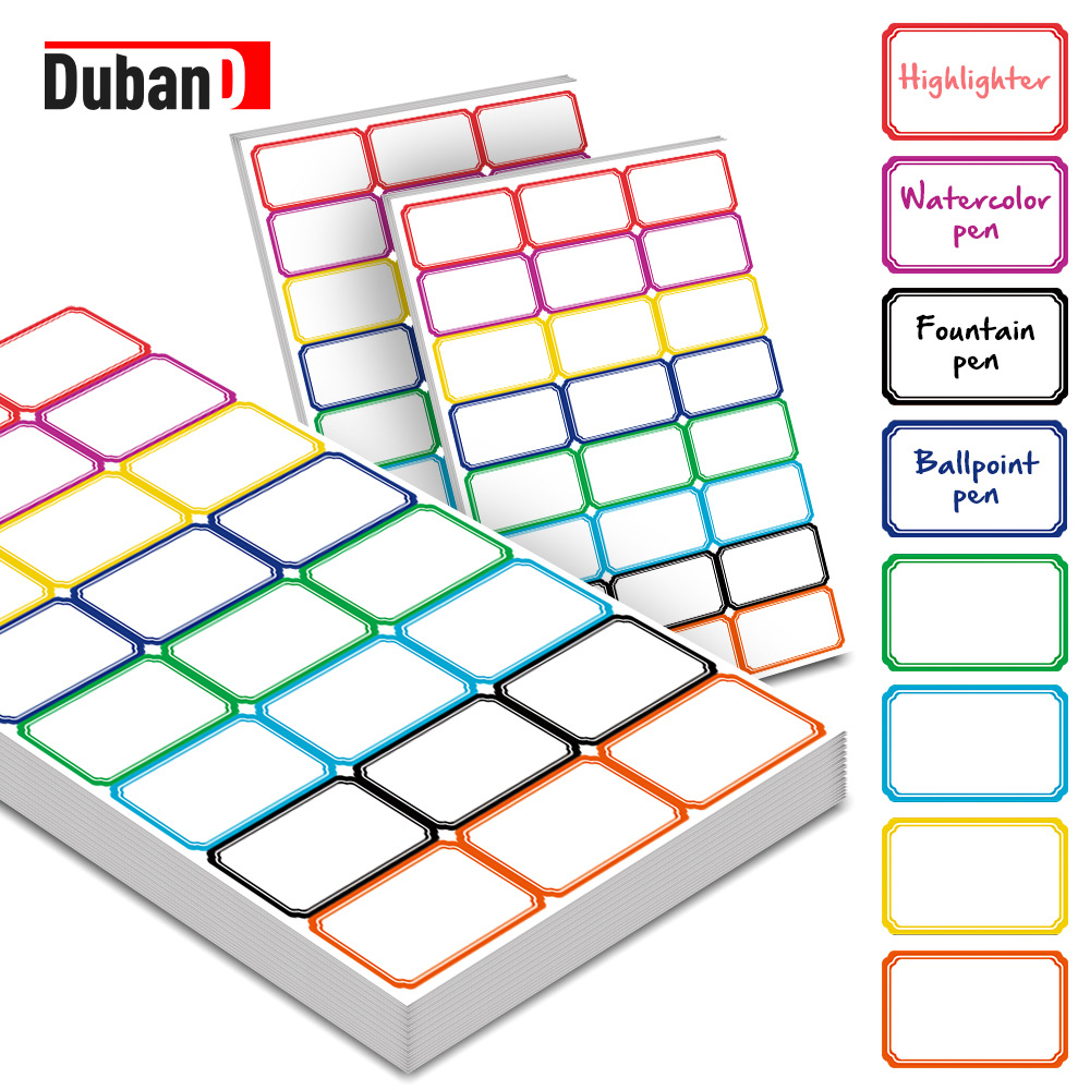 480pcs8色空白可书写可打印的不干胶姓名标签贴纸，多功能标签