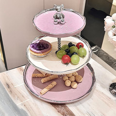高颜値熊果盤多層ケーキ棚客間家庭用スイーツ台展示棚水波紋小食盤卸売り