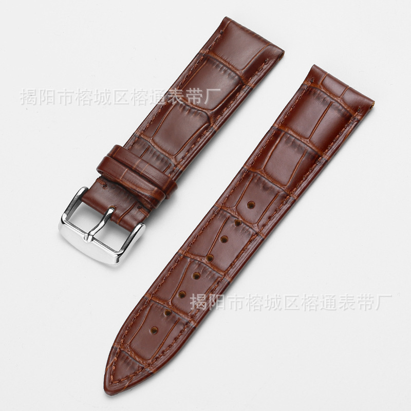 Suministro directo de fábrica primera capa de piel de vaca hebilla de reloj correa de bambú raya multi-color opcional hombres y mujeres 12 -- 24mm