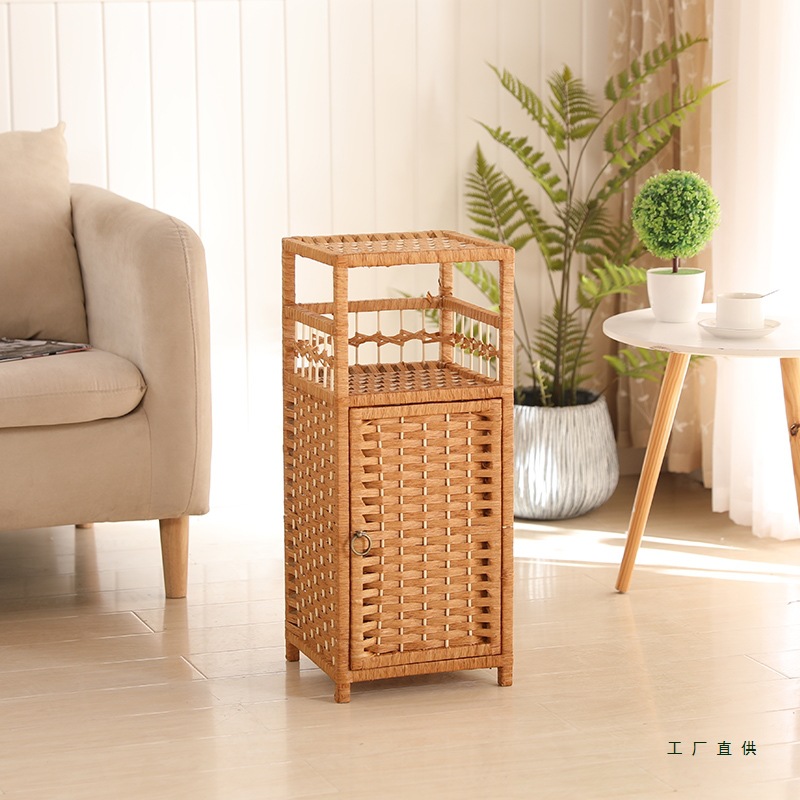 Wholesale Rattan Bedside Table Storage Cabinet Sofa Corner Shelf Corner Cabinet Creative Storage Cabinet