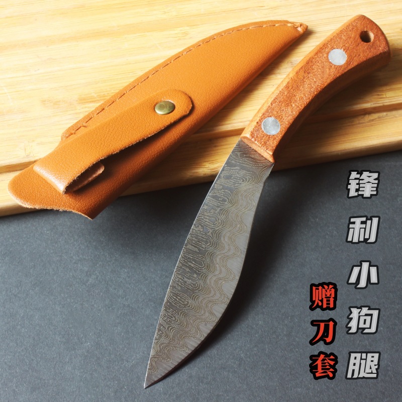 蒙古吃肉刀士革纹手扒手把肉小刀烧烤割肉切肉便携锋利水果剔骨刀