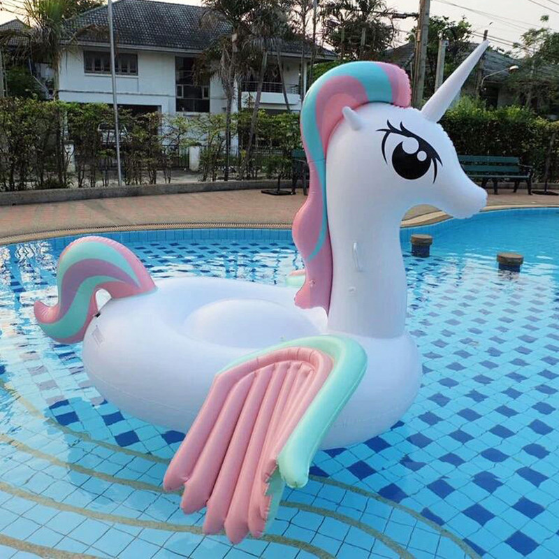 Adult Unicorn Mount Floating Bed Floating Swimming Ring Inflatable Winged Unicorn Pegasus Mount Floating Bed