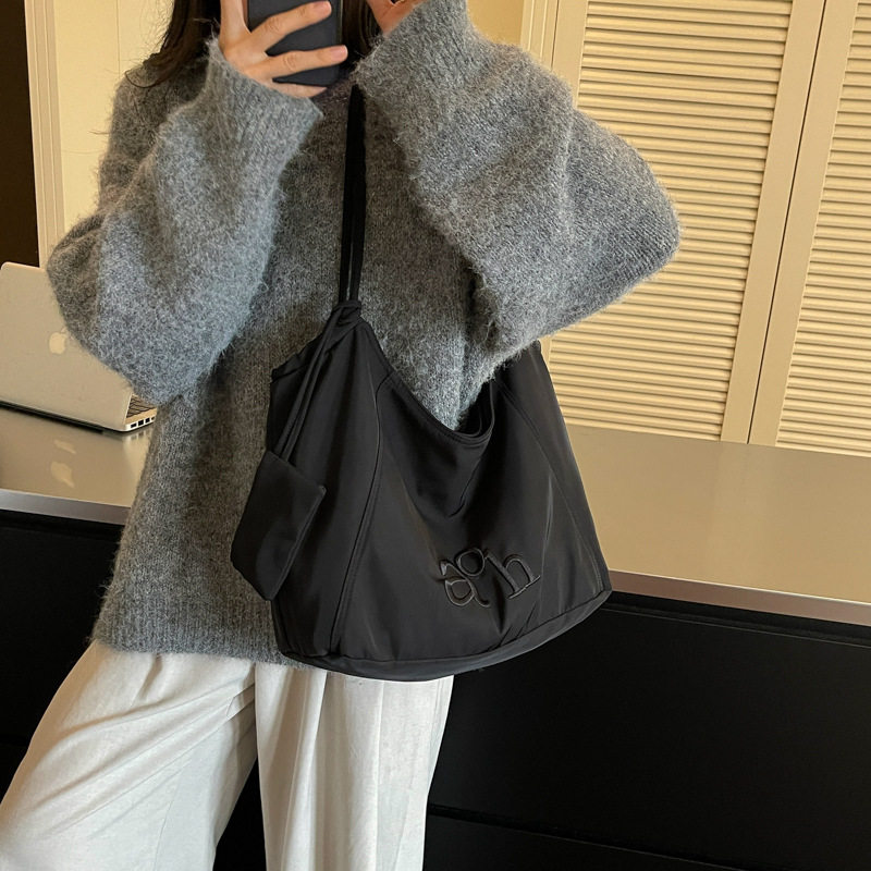 Túi tote nữ vải , túi đeo vai đựng đồ lớn cho sinh viên đi học — màu cà phê, màu kaki, xanh lá cây, đen chi tiết 30