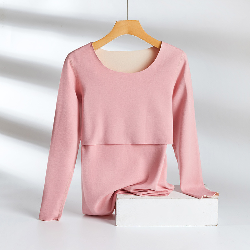 孕妇德绒衣秋衣秋裤套装秋冬哺乳上衣喂奶月子服护肚打底衣孕期|undefined