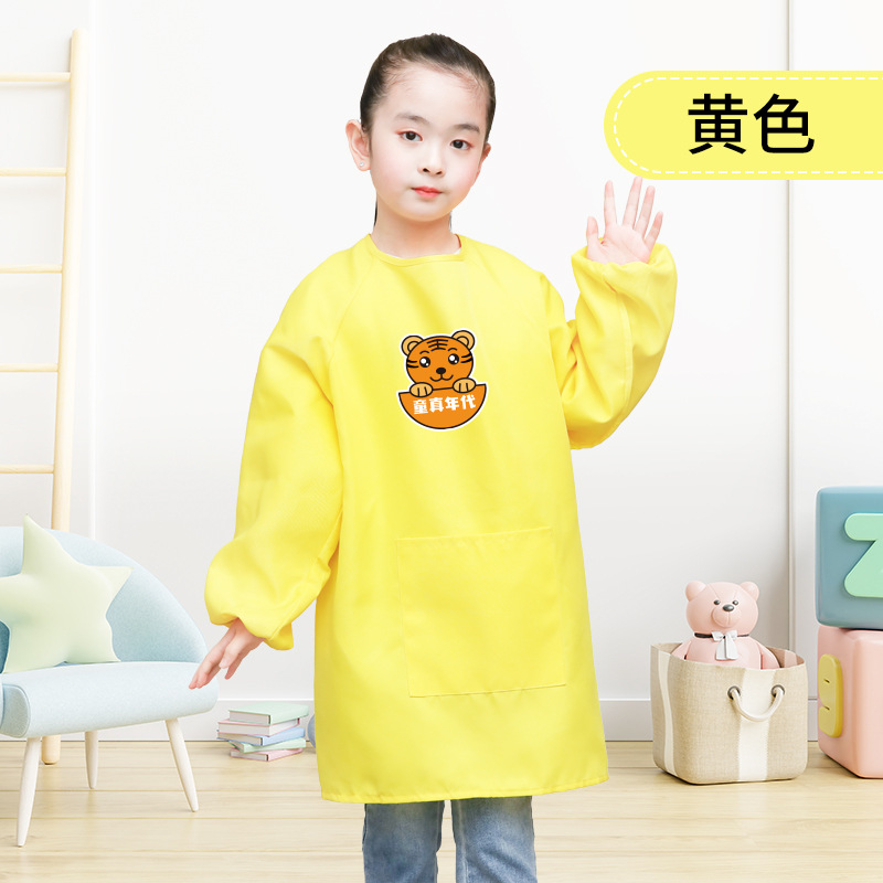 Ropa de dibujo para niños, transpirable e impermeable, de manga larga, niños de mediana edad, anti-vestir, delantal de pintura de jardín de infantes, logotipo personalizado