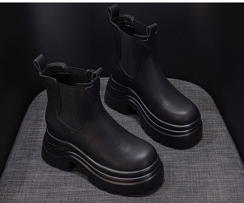 Boot Martin đế dày tăng chiều cao nữ phong cách Anh dáng ống khói — M2671-1 vàng lót nhung, M2671 một lớp màu đen, M2671 kaki một lớp bên trong, M2671-1 màu đen lót nhung chi tiết 15
