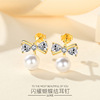 Earrings, accessory with bow from pearl, silver 925 sample, simple and elegant design, wholesale