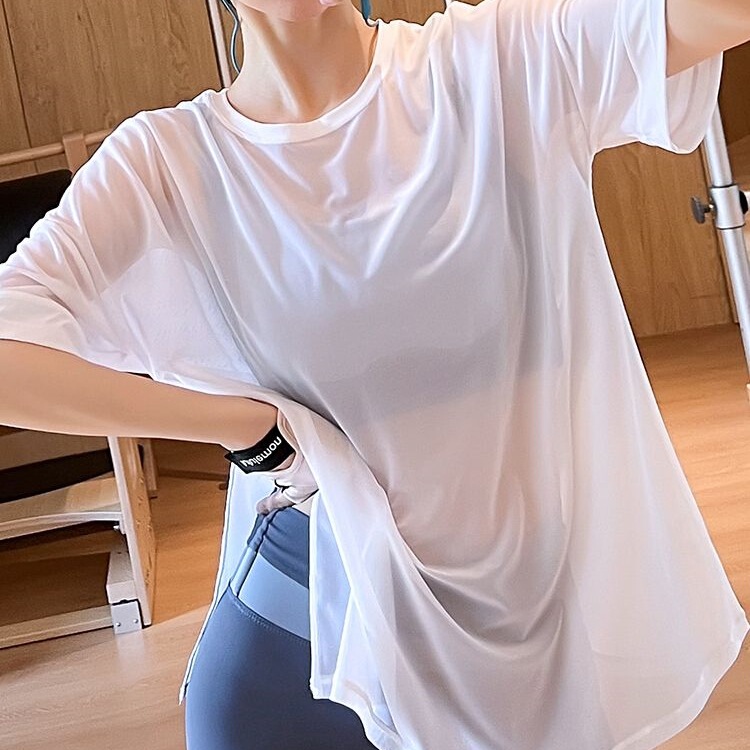 150kg Mesh Fitness Wear for Women, Running Sports Cover-Up, Summer Yoga Top, T-Shirt 150kg Plus Size Women's Summer Clothing