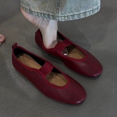 2025新款软皮平底复古芭蕾舞鞋女玛丽珍鞋百搭通勤一字带浅口单鞋