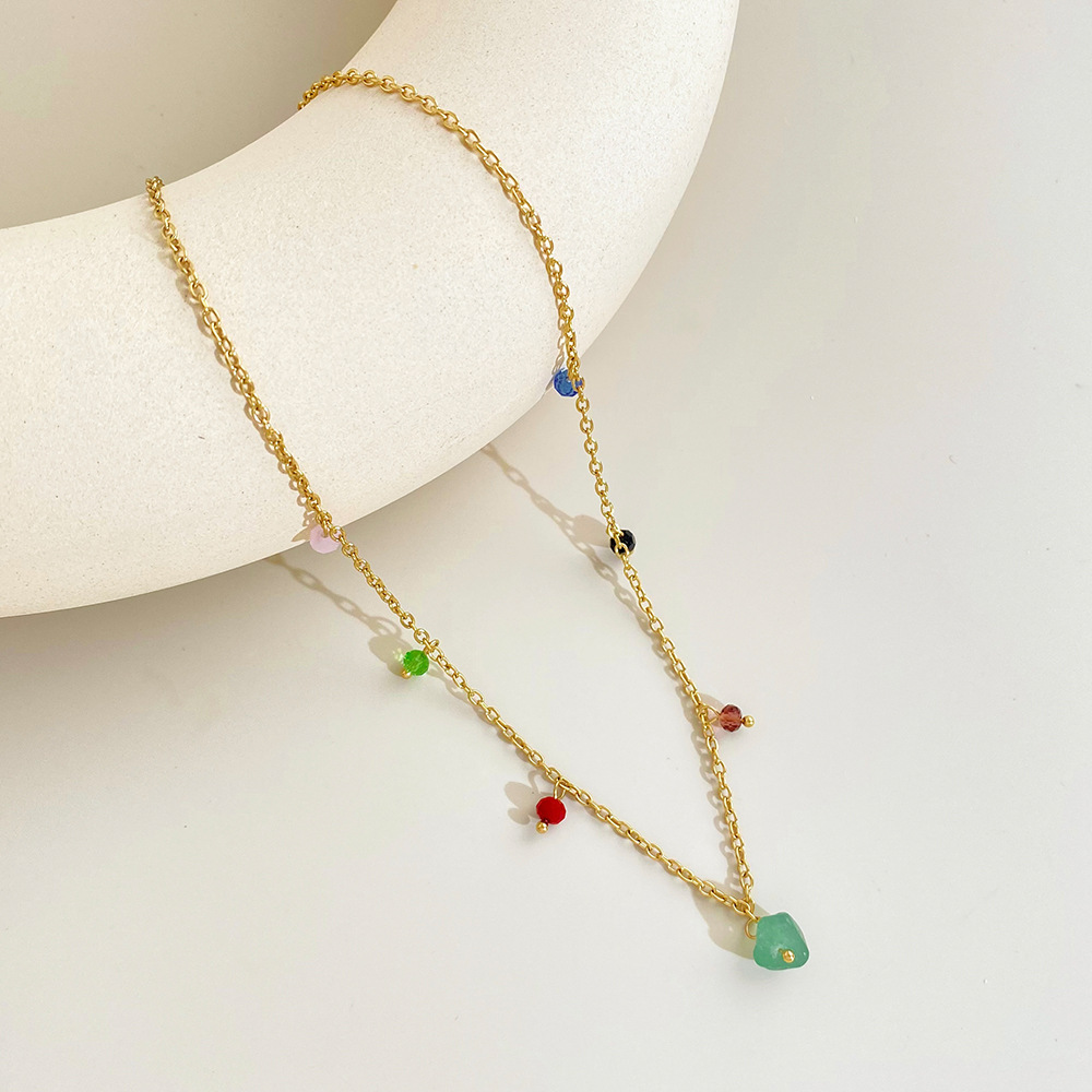 Basic Geometric Stainless Steel Necklace Plating Zircon Stainless Steel Necklaces_colorza_1