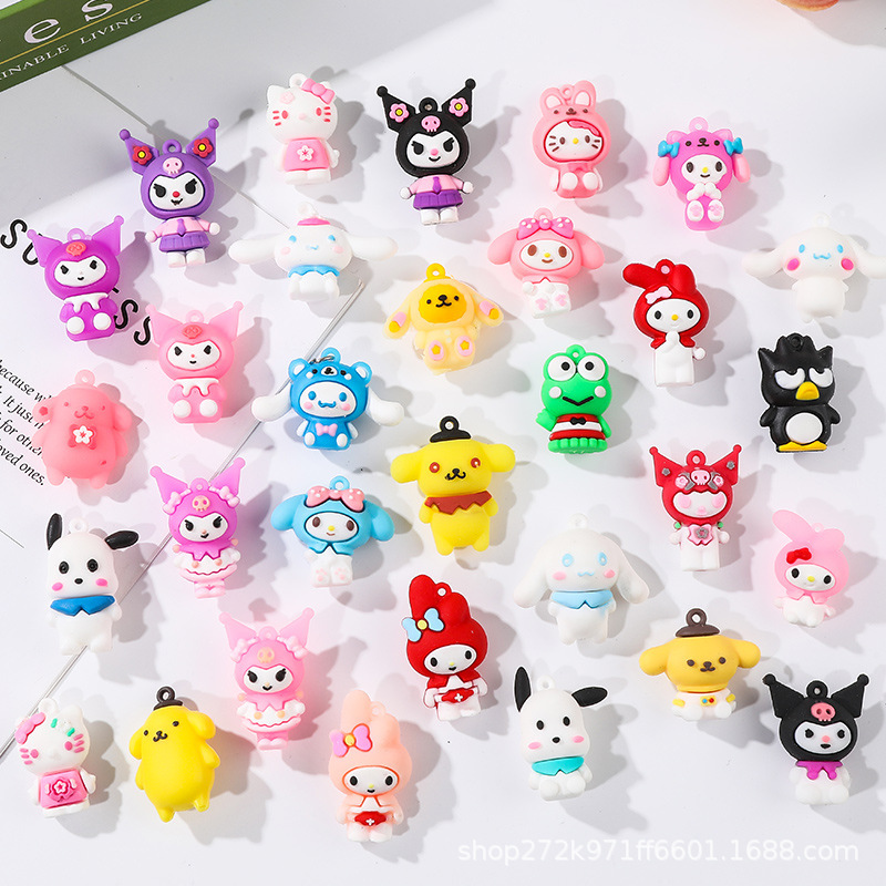 Cute Sanrio Keychain Kurome Doll Pendant Christmas Hole Blind Box Silicone Small Ornaments Wholesale
