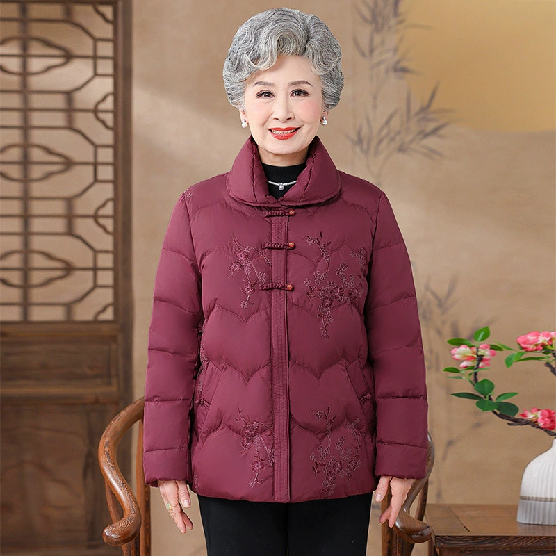 24-летняя зимняя старушка пуховик новый китайский стиль толстая мама теплая хлопчатобумажная куртка бабушки национальный ветер куртка женская одежда