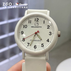 ZGO正港凱蒂貓手錶女生石英表初中生學生安靜考試夜光指針電子表