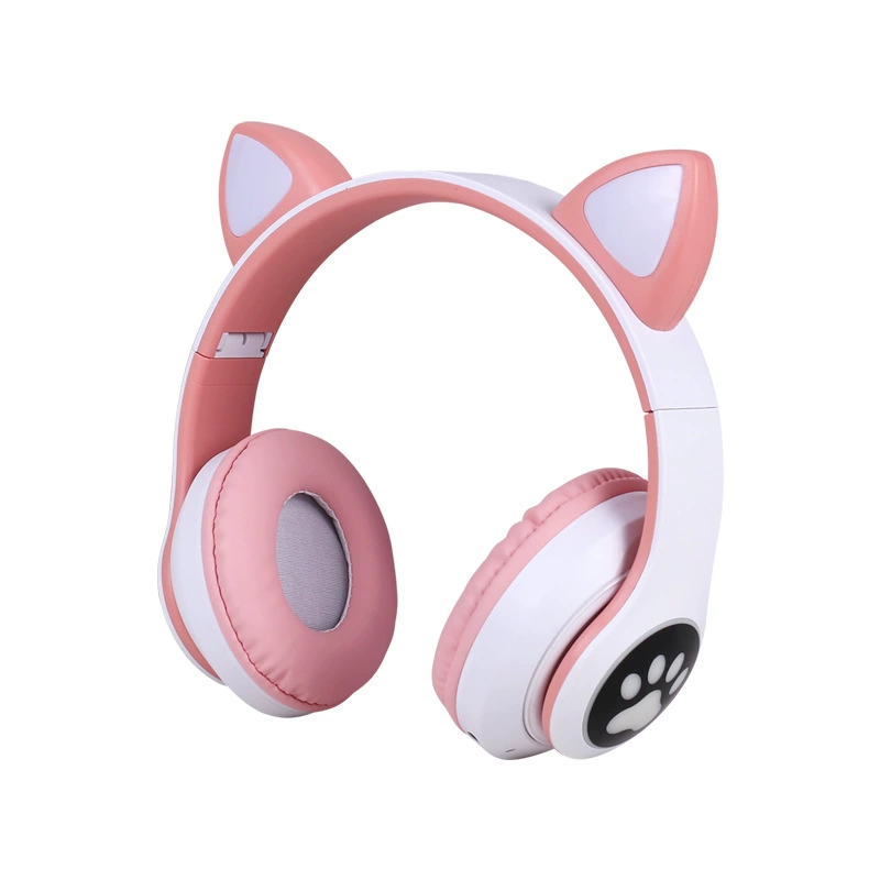 Кроссборс наушники Bluetooth STN-28 с ушками кота, тяжелые басы, мигают огнями, беспроводные движения, вставка карты заголовок