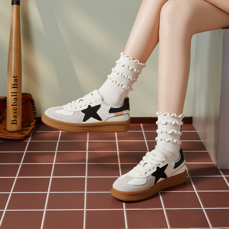 Zapatos de entrenamiento para mujeres 2025 nuevo otoño retro estrellas ballet Gump zapatos de skate casuales