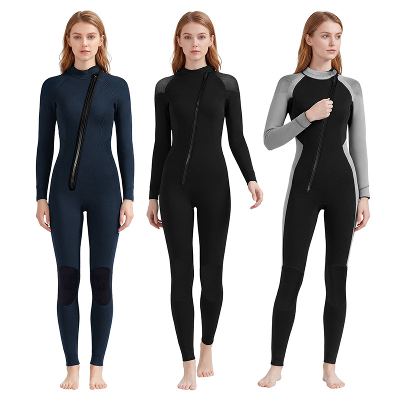 Diving suit 3MM one-body diving suit women's long sleeve padded warm snorkeling suit swimming surfing cold-proof jellyfish wet suit