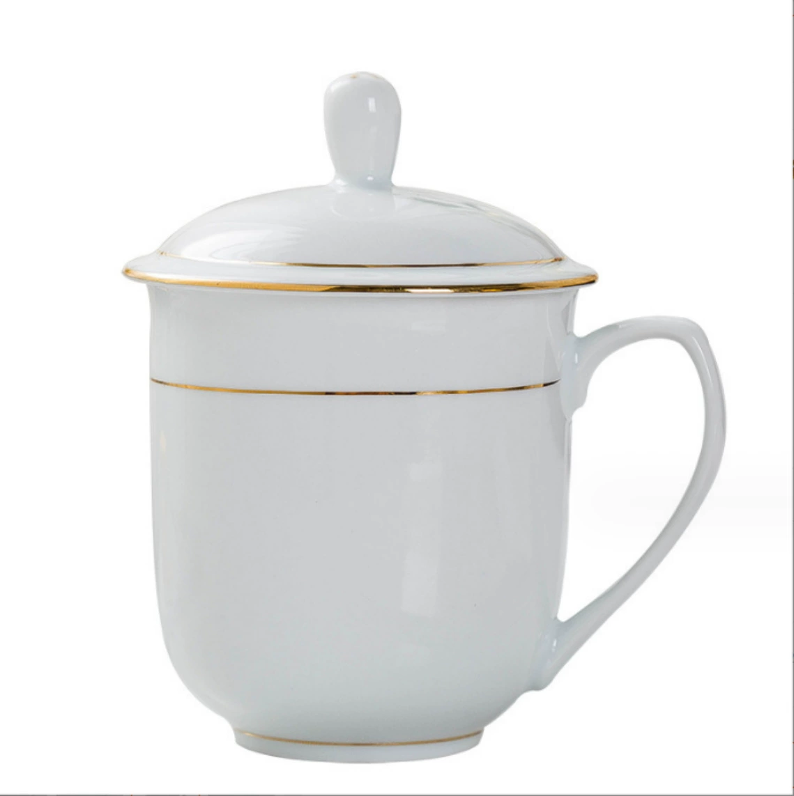 Синдзянь-фарфоровая чаша с крышкой из костяного фарфора Jingdezhen - чисто белая керамическая чашка для офиса, чайного домика