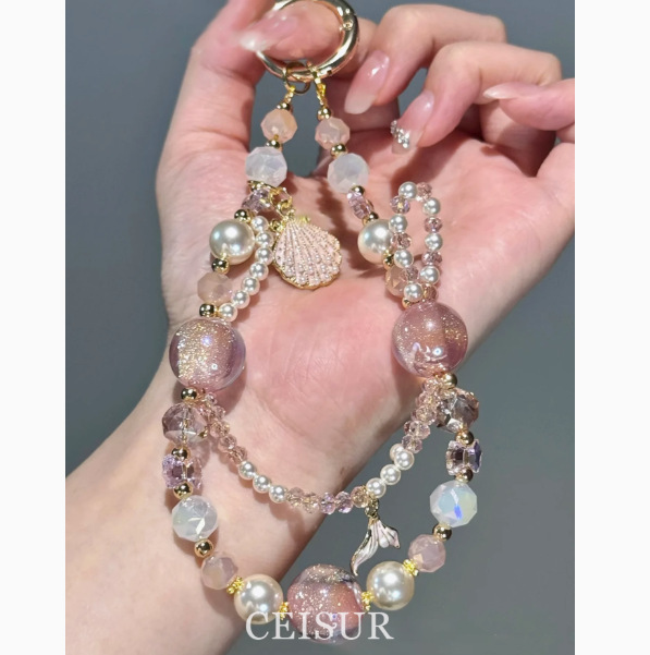 【Pink Shell Star Chain】Summer Atmosphere Beaded Phone Chain for Women, Fashionable High-End Phone Lanyard, Unique Bag Pendant 【Pink Shell Star Chain】Summer Atmosphere Beaded Phone Chain for Women, Fashionable High-End Phone Lanyard, Unique Bag Pendant