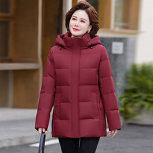 专柜正品中年羽绒服女2025冬新款修身显瘦加厚保暖白鸭绒连帽外套