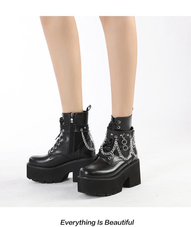 Women's Martin Platform Boots British Style Thick Heel Short Boots_voghion.com