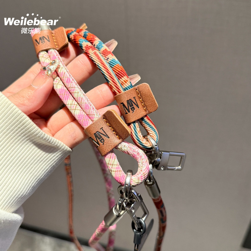 レトロなプリントの調節可能な携帯電話ストラップ、クロスボディショルダーストラップ、屋外登山用の丈夫な紛失防止、耐久性のあるハイエンドのラウンドロープ|undefined