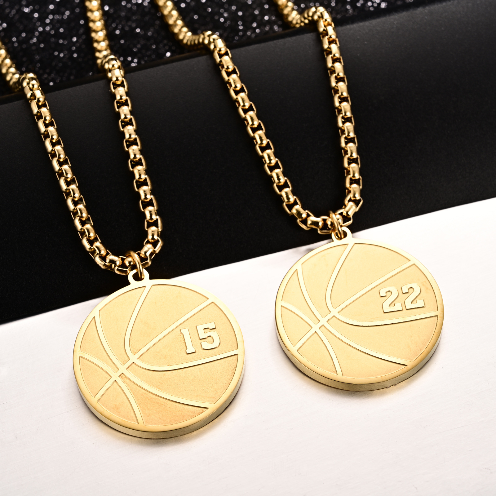 Hip-Hop Number Basketball Titanium Steel Metal Pendant Necklace_colorza_5