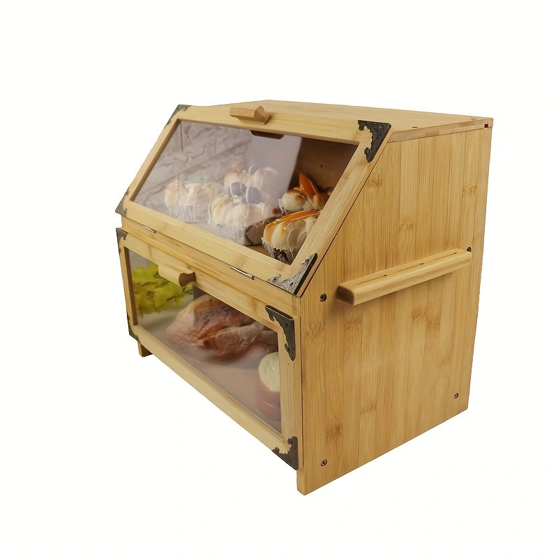 竹製の大容量パンボックス収納ボックスはキッチン収納に適しています|undefined