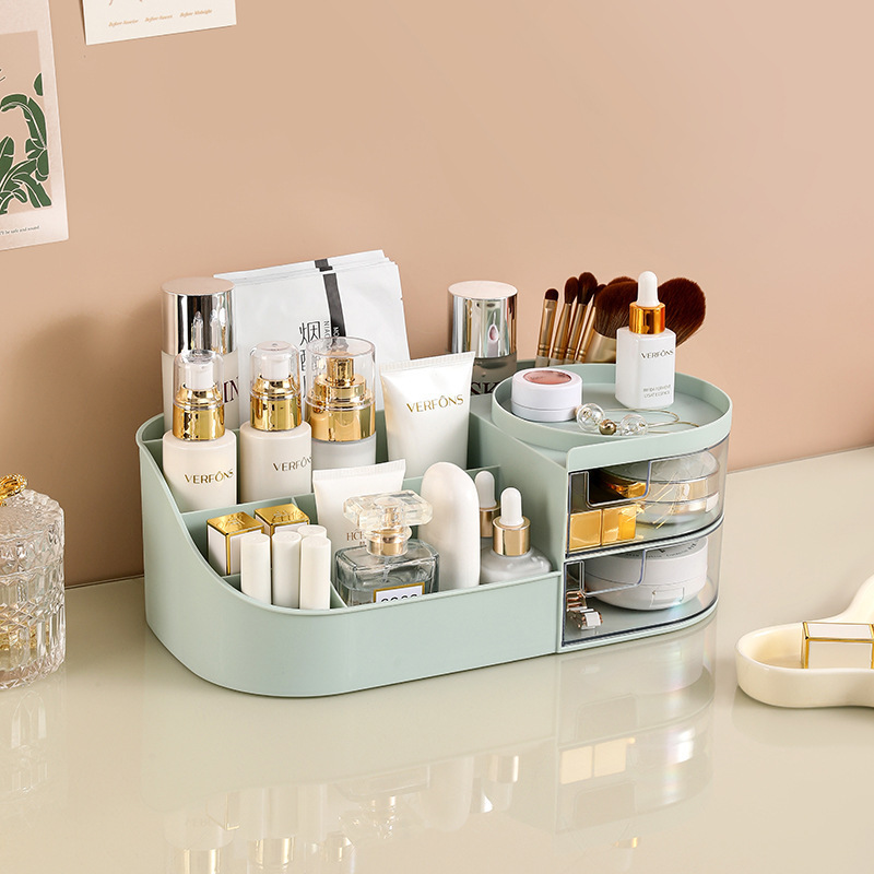 Caja de almacenamiento de cosméticos tipo cajón caja de almacenamiento de escritorio multiplaca caja de acabado de cosméticos estante de almacenamiento de productos de cuidado de la piel