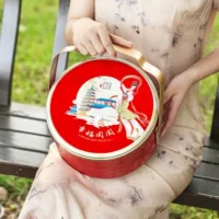 Новая жестяная коробка для лунных пирожных, двухслойная большая лунная пирожная, портативная подарочная коробка из четырех предметов, пустая коробка, высококачественная корзина, подарочная коробка на середину осени
