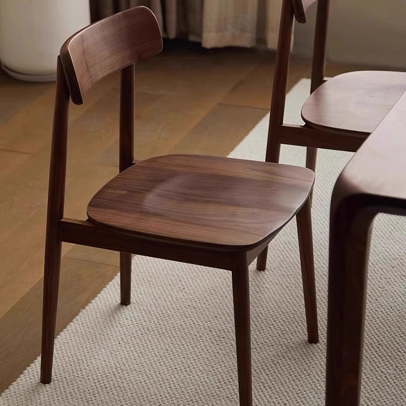 North American Black Walnut Dining Chair Solid Wood Green Chair Nordic Simple Japanese Style Home Backrest Chair Desk and Chair Casual