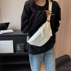 Super hot chest bag 2023 summer new Korean style fashionable zipper women's waist bag wide shoulder strap small bag crossbody bag