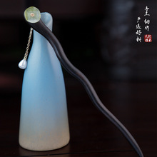 古风汉服盘发天然黑檀木发簪旗袍日常簪子简约现代新中式木质发簪