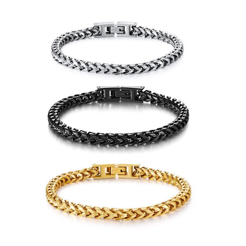 New European and American Cross-border Men's Fashion Stainless Steel Folding Buckle Franco Bracelet for Father Boyfriend Husband Jewelry New European and American Cross-border Men's Fashion Stainless Steel Folding Buckle Franco Bracelet for Father Boyfriend Husband Jewelry