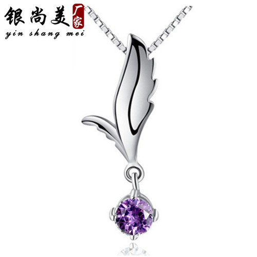Cross-border new product small wings clasp chain silver-plated necklace pendant Angel Wing Pendant Accessory White copper necklace accessory