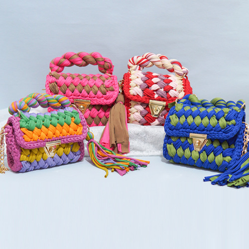 Amazon Hyuna handwoven women's handbags colorful bags women's chain cross-border bags cross-border handbags