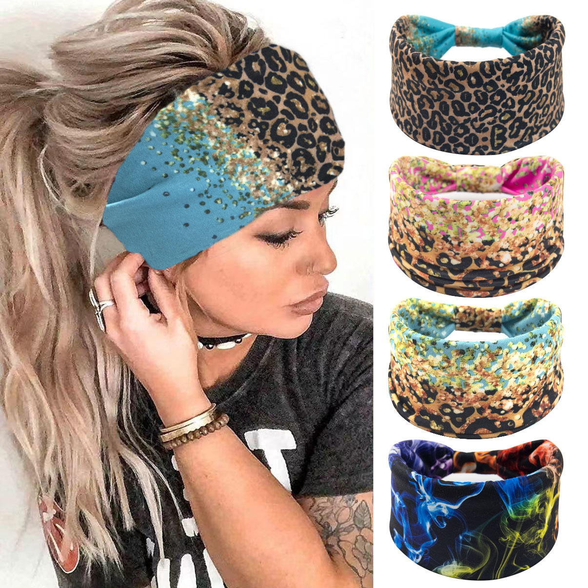 Aceorna Diadema Con Botones Bohemios, Bandas Anchas Anudadas, Diademas Elásticas Para Enfermeras Bandas Para La Cabeza Para Mujeres Bandas Para El