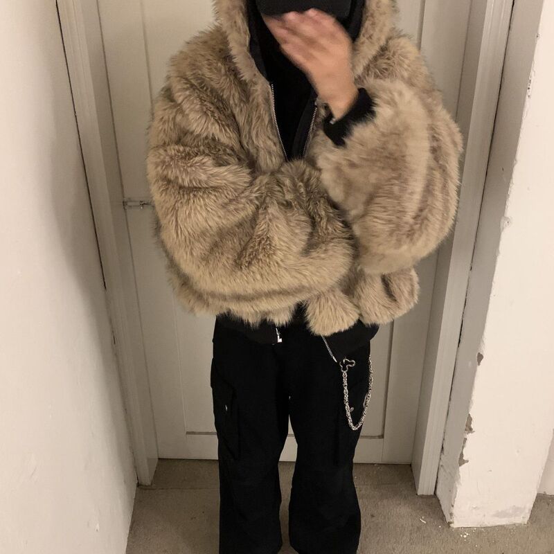 2025 Reversible Heavy Hooded Fur Seat Mountain Eagle Fleece-Lined Thickeneded Cotton Zipper Jacket Men's Autumn and Winter Style 2025 Reversible Heavy Hooded Fur Seat Mountain Eagle Fleece-Lined Thickeneded Cotton Zipper Jacket Men's Autumn and Winter Style
