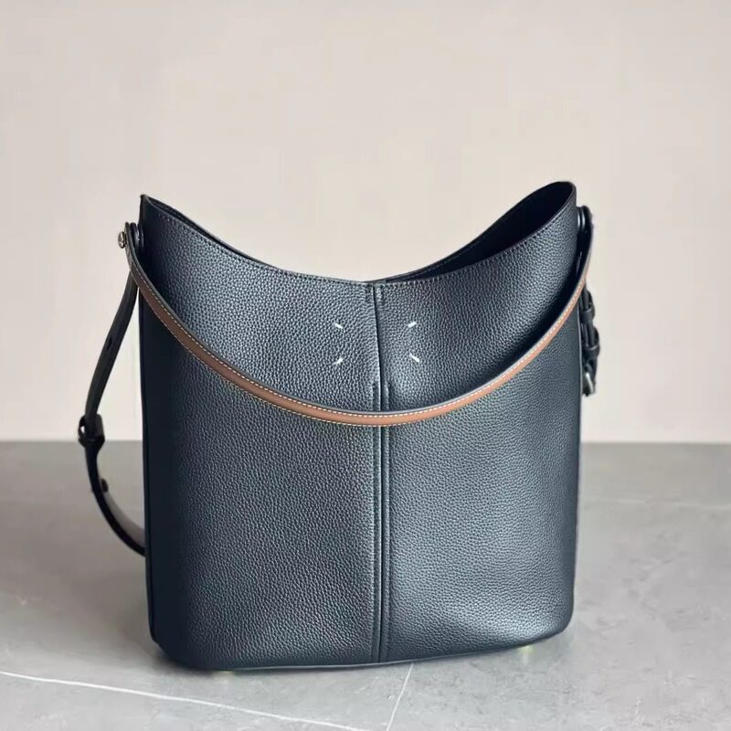 Margiela Mm6 Women's Genuine Leather Black Commuter Dressage Hobod Shoulder Crossbody Handbag Equestrian Bag Margiela Mm6 Women's Genuine Leather Black Commuter Dressage Hobod Shoulder Crossbody Handbag Equestrian Bag
