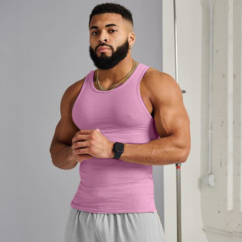 Chaleco de verano para hombre, estilo americano, juvenil, de alta elasticidad, acanalado, ajustado, de secado rápido, transpirable, sin mangas. image 11