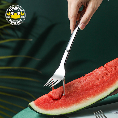 Multifunctional 304 stainless steel watermelon fruit cutting fork fruit fork cutting creative portable tableware fork fruit fork