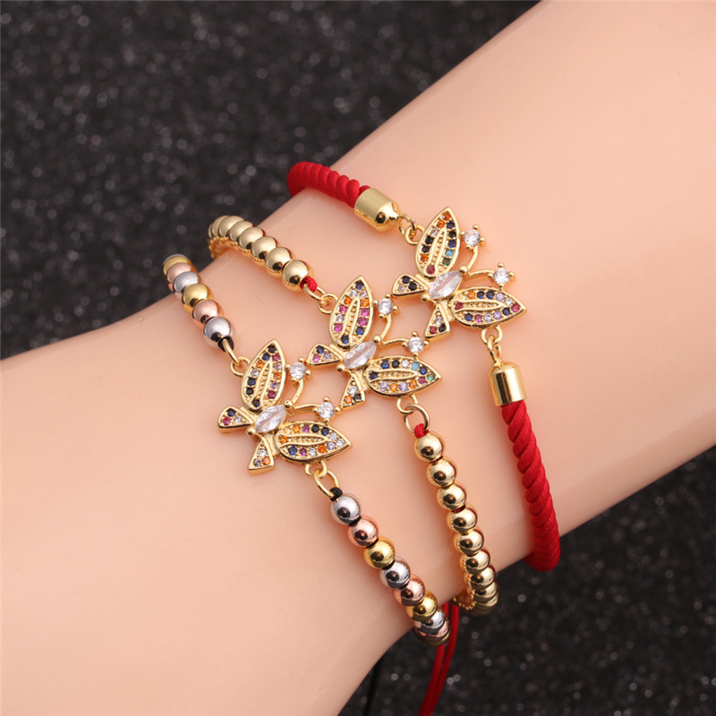 Wholesale Pulsera Ajustable De Cobre Con Cuentas De Color Mariposa De Moda Nihaojewelry display picture 1