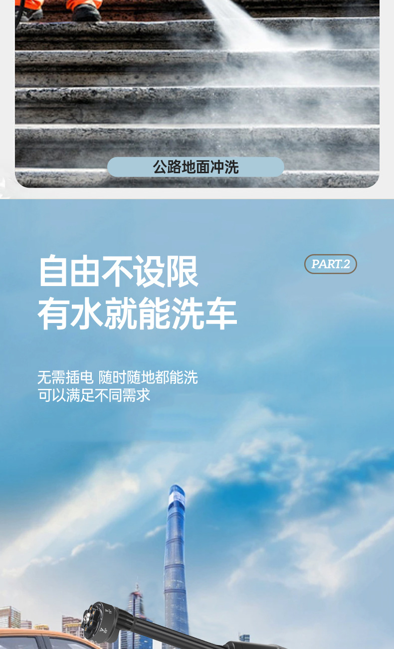 Wireless High-Power Lithium Battery High-Pressure Car Wash Water Gun, Portable Car Wash Machine, Wholesale Cleaning Machine