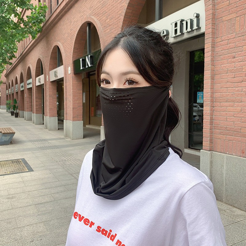 Summer Men's and Women's Ice Silk Sunscreen Mask Upf50+ Sunshade Cycling Ear Hanging Neck Guard Anti-Uv Neck Scarf Full Face Towel
