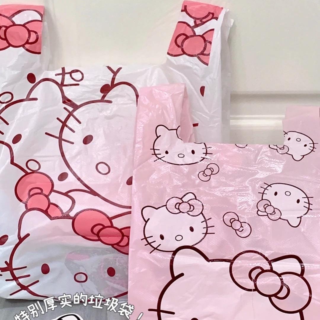 ベストバッグビニール袋少女ピンク手提げ袋ギフトバッグ収納袋ゴミ袋家庭用手持ちアニメ女